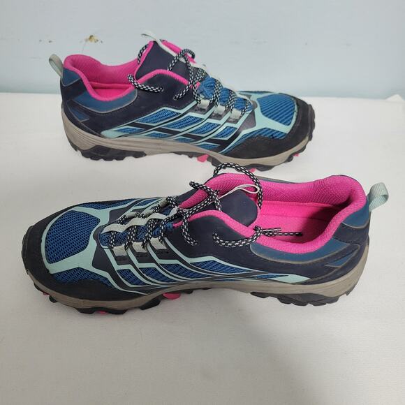 Merrell Moab FST Low Waterproof Hiking Shoes In Blue & Pink Size 6  121825-2824 - Picture 6 of 8